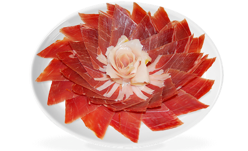 Plato de jamon cortado DOP Jamon de Teruel 
