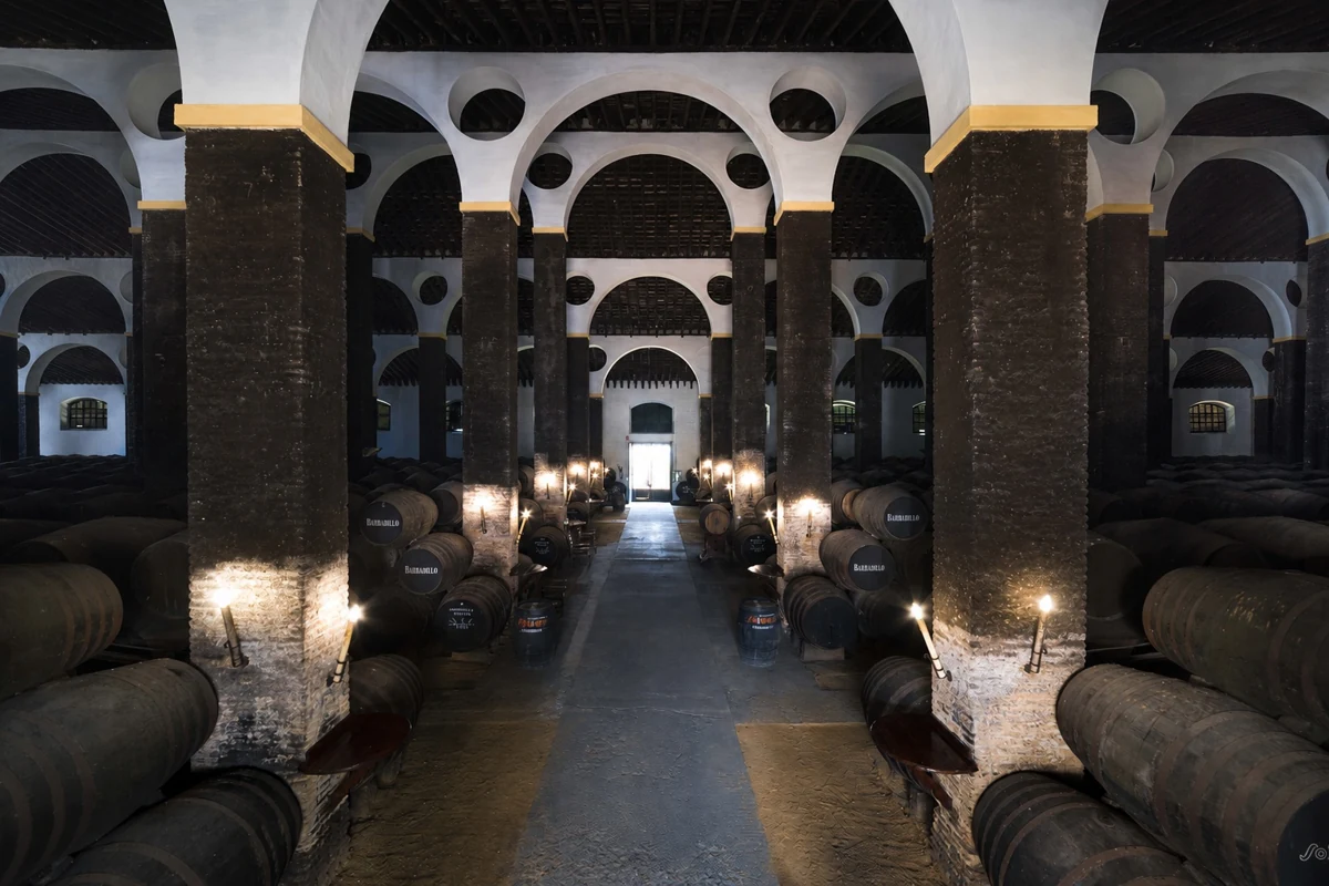 Arcos y pilares de La Arboledilla, ejemplo de arquitectura bodeguera del Marco de Jerez.