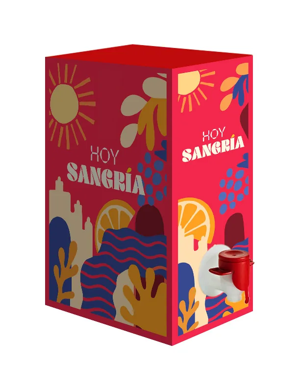 Envase bag-in-box de 3 litros de HOY Sangría de Grandes Vinos”.