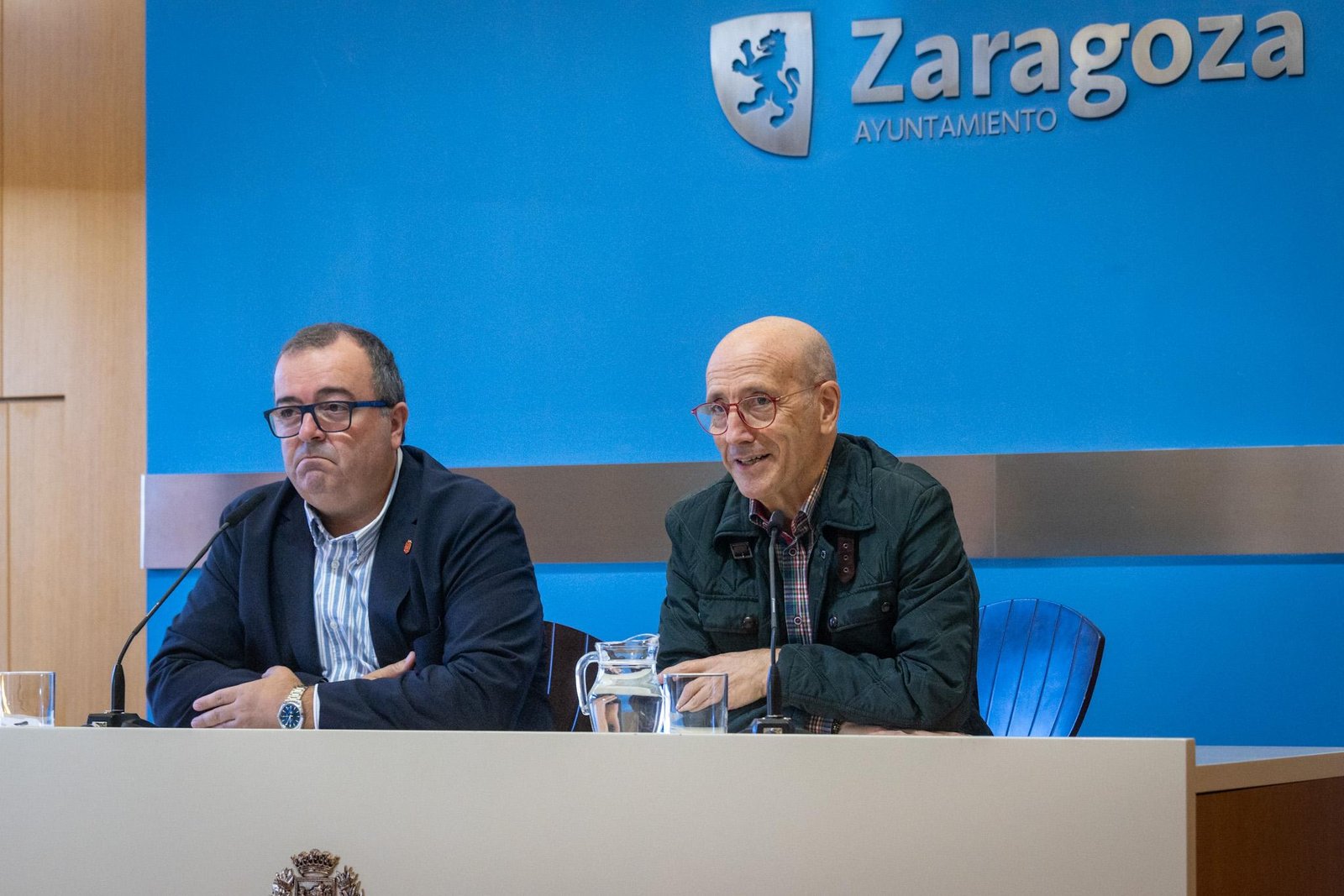 Félix Brocate y Manuel Torralba durante la presentación de la Copa del Mundo en Zaragoza